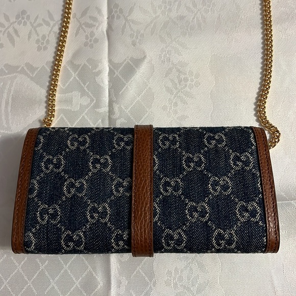 ONE DAY SALE! Gucci New Denim GG Monogram Jackie 1961 Chain crossbody bag NEW - Picture 11 of 16